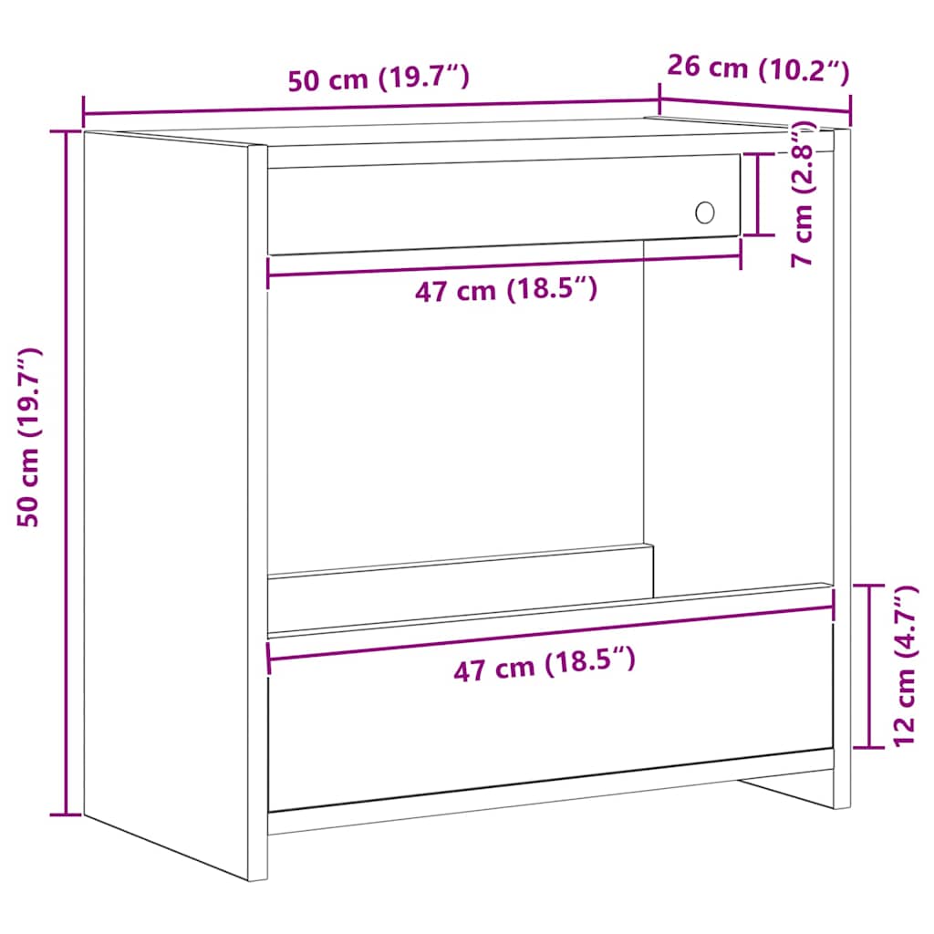 Beistelltisch Schwarze Eiche 50 x 26 x 50 cm Holzwerkstoff