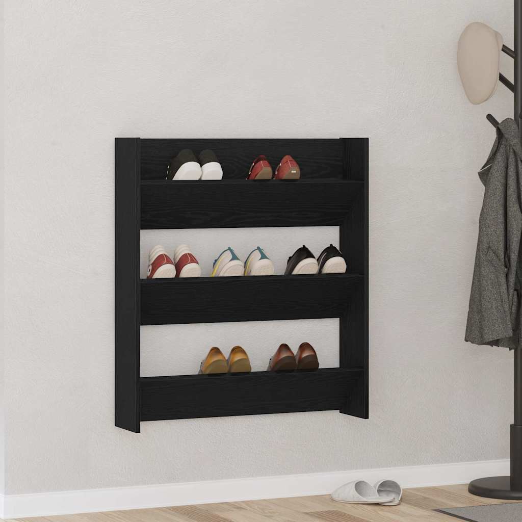 Wandschuhschrank mit Regal 2 pcs Schwarze Eiche 80 x 18 x 90 cm