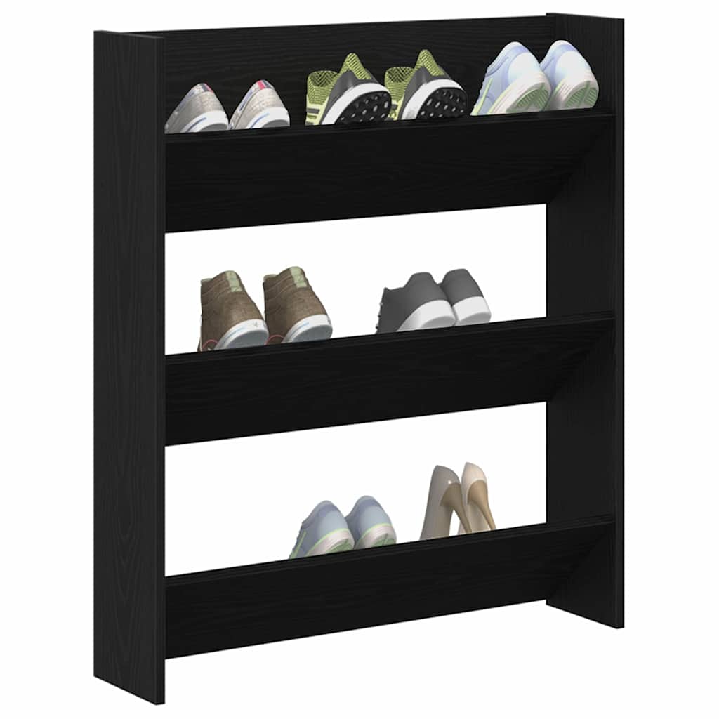 Wandschuhschrank mit Regal 2 pcs Schwarze Eiche 80 x 18 x 90 cm