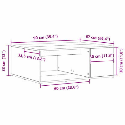 Couchtisch Schwarze Eiche 90x67x33 cm Holzwerkstoff