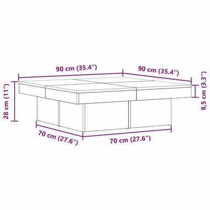 Couchtisch Schwarze Eiche 90 x 90 x 28 cm Holzwerkstoff