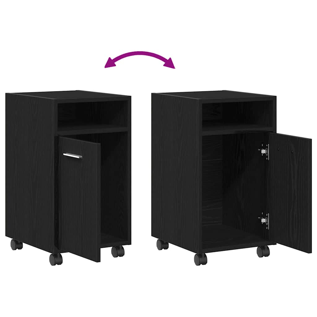 Wagen-Seitenkombination Schwarz Eichen-Optik 33 x 38 x 60 cm