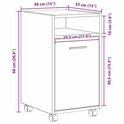 Wagen-Seitenkombination Schwarz Eichen-Optik 33 x 38 x 60 cm