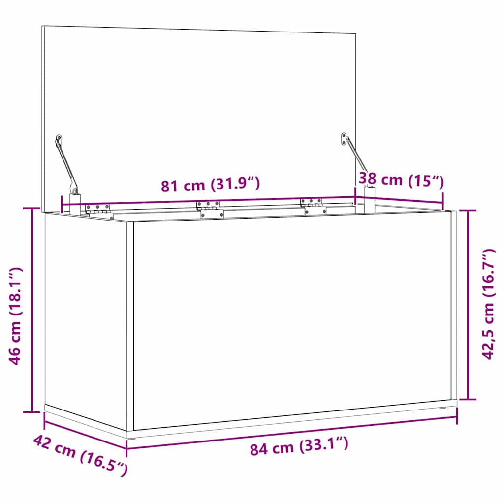 Aufbewahrungsbox Schwarze Eiche 84 x 42 x 46 cm Holzwerkstoff