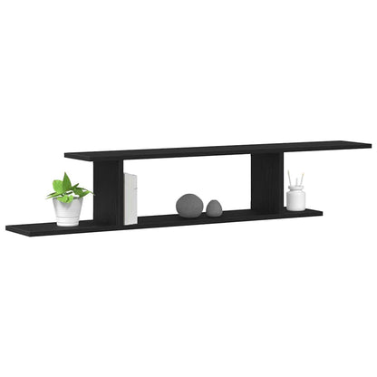 Wandmontiertes TV Regal Schwarze Eiche 125 x 18 x 23 cm