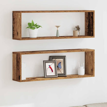 Wandregal 2 pcs Altes Holz 80 x 15 x 26 cm Holzwerkstoff