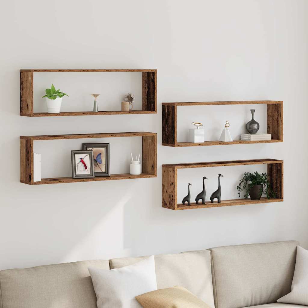 Wandregal 4 pcs Altes Holz 80 x 15 x 26 cm Holzwerkstoff
