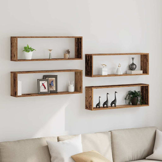 Wandregal 4 pcs Altes Holz 80 x 15 x 26 cm Holzwerkstoff
