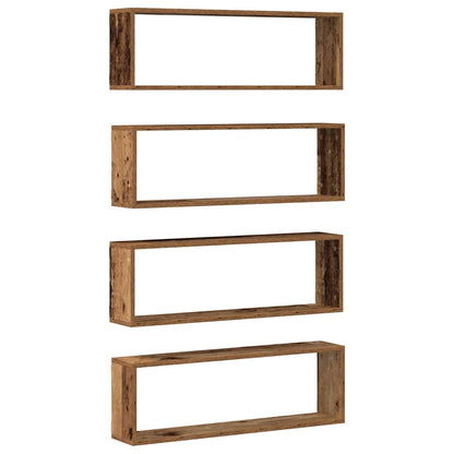 Wandregal 4 pcs Altes Holz 80 x 15 x 26 cm Holzwerkstoff