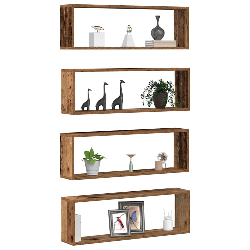 Wandregal 4 pcs Altes Holz 80 x 15 x 26 cm Holzwerkstoff