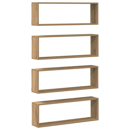 Wandregal mit Regal 4 pcs Handwerklich gefertigter Eichenholz