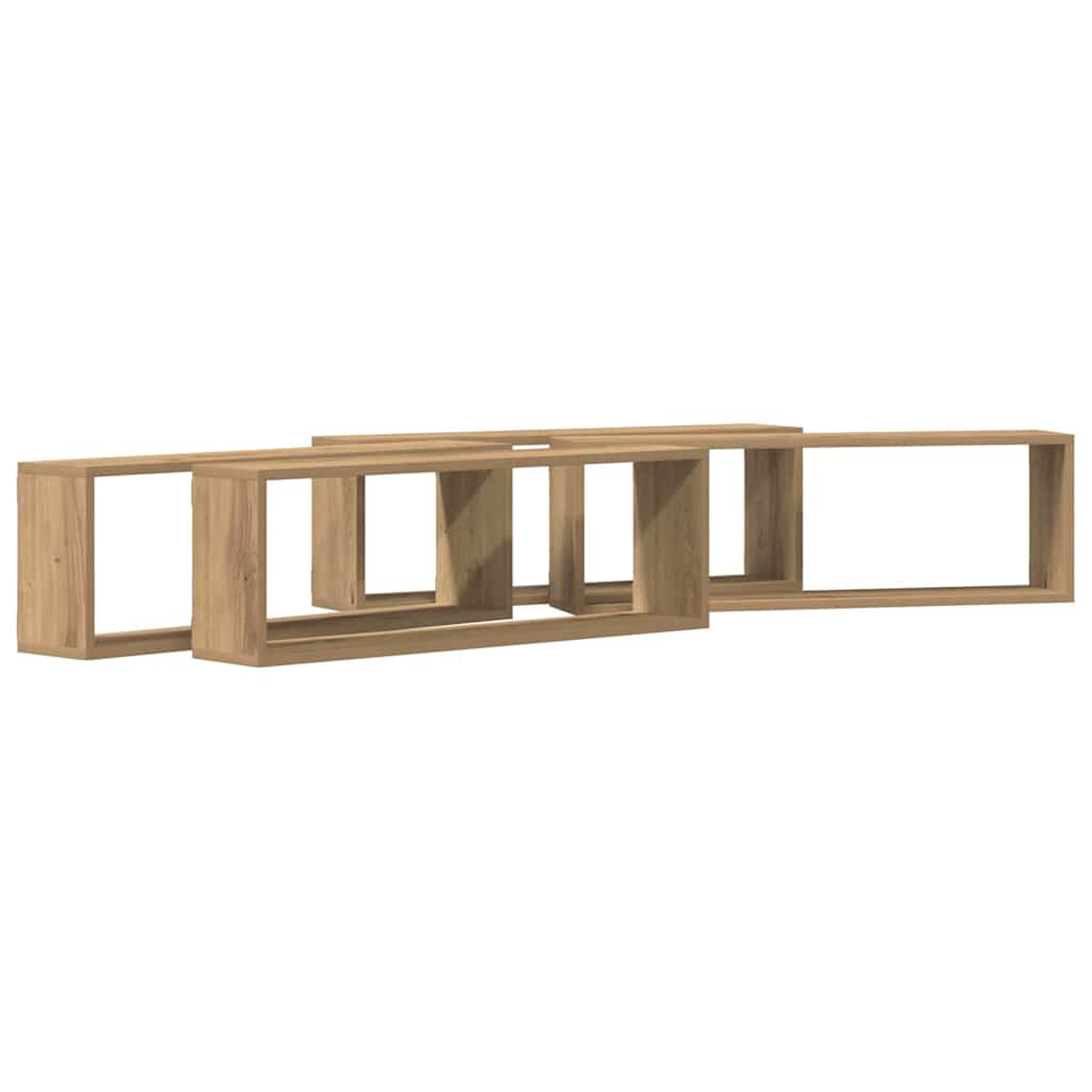 Wandregal mit Regal 4 pcs Handwerklich gefertigter Eichenholz