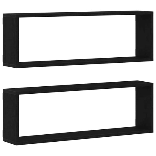 Wandregal 2 pcs Schwarz Eiche 80 x 15 x 26 cm Holzwerkstoff