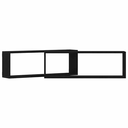 Wandregal 2 pcs Schwarz Eiche 80 x 15 x 26 cm Holzwerkstoff