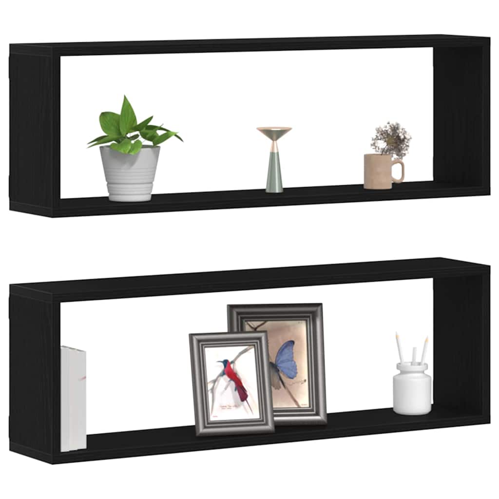 Wandregal 2 pcs Schwarz Eiche 80 x 15 x 26 cm Holzwerkstoff