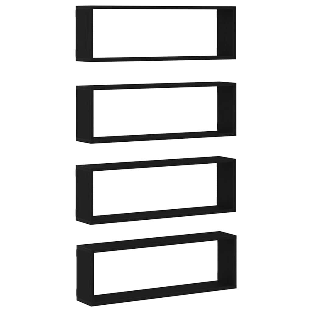 Wandregal 4 pcs Schwarz Eiche 80 x 15 x 26 cm Holzwerkstoff