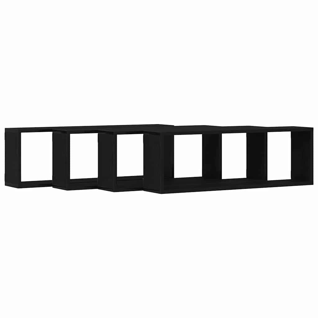 Wandregal 4 pcs Schwarz Eiche 80 x 15 x 26 cm Holzwerkstoff