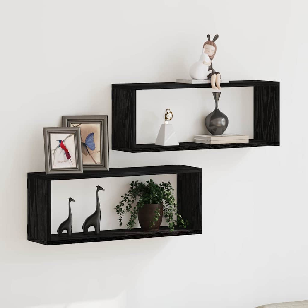 Wandregale 2 pcs Schwarze Eiche 60 x 15 x 23 cm Holzwerkstoff