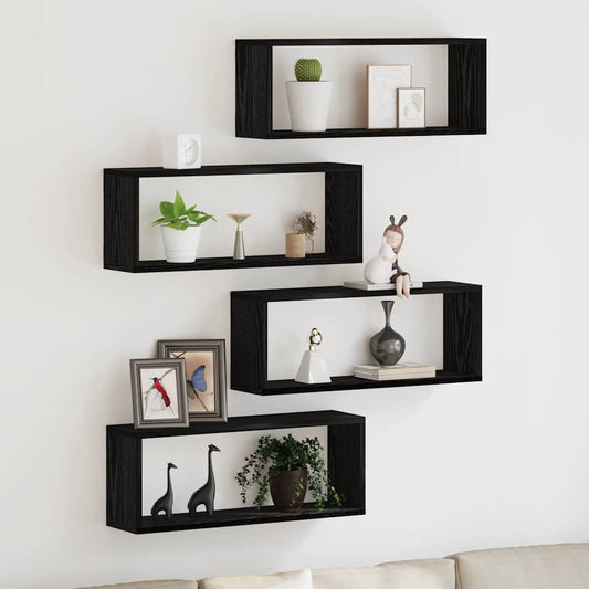 Wandregale 4 pcs Schwarze Eiche 60 x 15 x 23 cm Holzwerkstoff