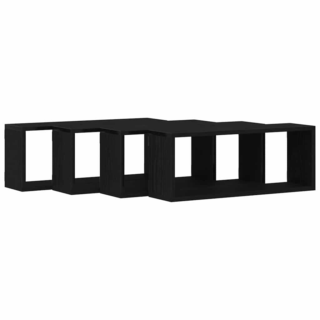 Wandregale mit Regal 4 pcs Schwarz Eichen-Optik 60 x 15 x 23 cm