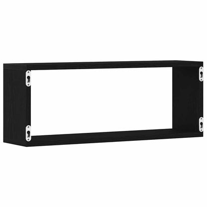 Wandregale mit Regal 4 pcs Schwarz Eichen-Optik 60 x 15 x 23 cm