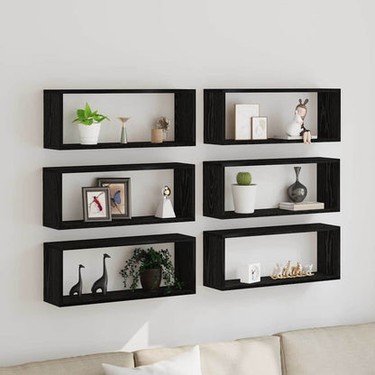 Wandregale 6 pcs Schwarze Eiche 60 x 15 x 23 cm Holzwerkstoff