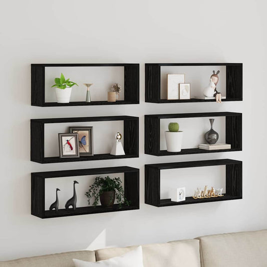 Wandregale 6 pcs Schwarze Eiche 60 x 15 x 23 cm Holzwerkstoff