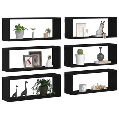 Wandregale 6 pcs Schwarze Eiche 60 x 15 x 23 cm Holzwerkstoff