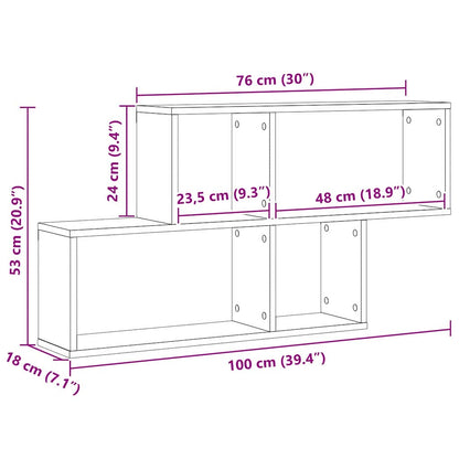 Wandregal Schwarze Eiche 76 x 15 x 53 cm Holzwerkstoff