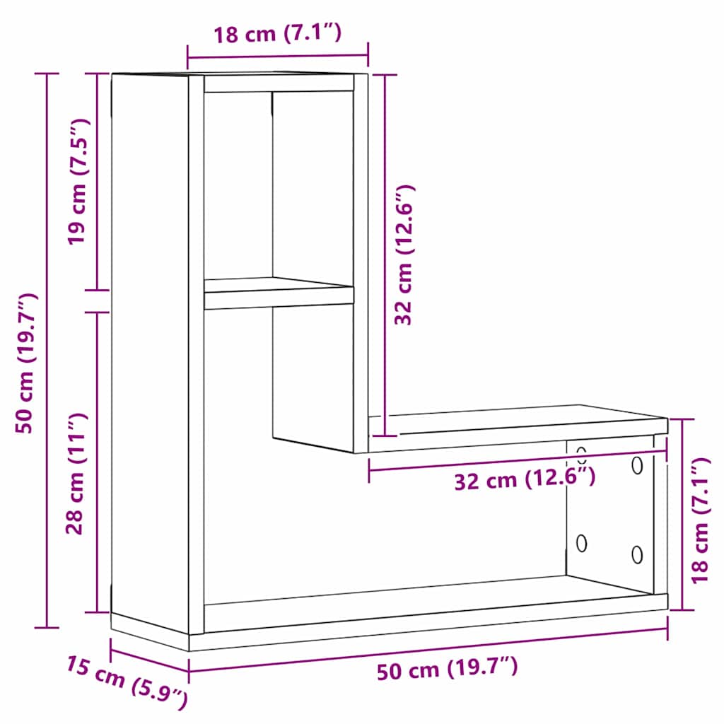 Wandregale 2 pcs Schwarze Eiche 50 x 15 x 85 cm Holzwerkstoff