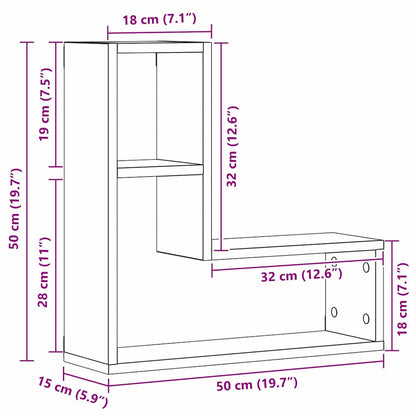Wandregale 2 pcs Schwarze Eiche 50 x 15 x 85 cm Holzwerkstoff