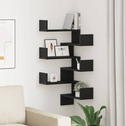 Wand-Eckregal mit Regal 2 pcs Schwarze Eiche 40 x 40 x 49,5 cm