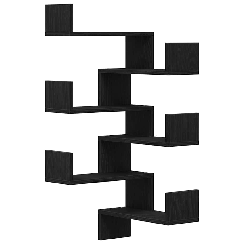 Wand-Eckregal mit Regal 2 pcs Schwarze Eiche 40 x 40 x 49,5 cm