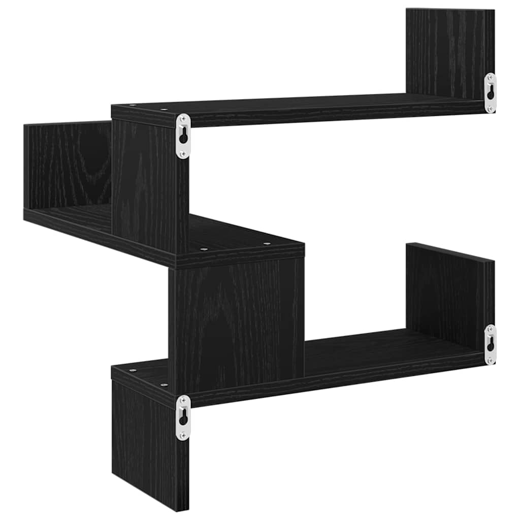Wand-Eckregal mit Regal 2 pcs Schwarze Eiche 40 x 40 x 49,5 cm