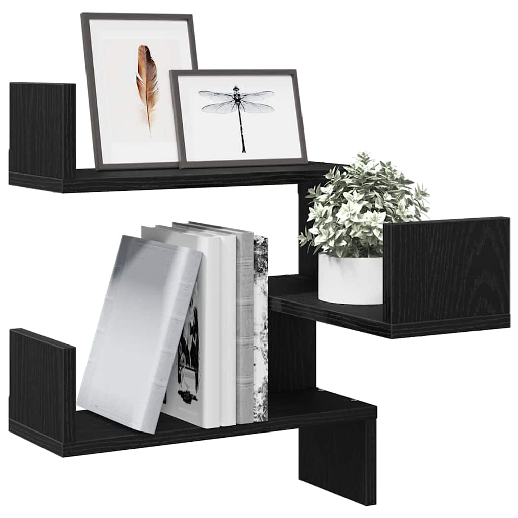 Wand-Eckregal mit Regal 2 pcs Schwarze Eiche 40 x 40 x 49,5 cm