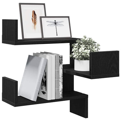 Wand-Eckregal mit Regal 2 pcs Schwarze Eiche 40 x 40 x 49,5 cm