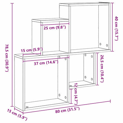 Wandwürfelregal Schwarze Eiche 80 x 15 x 78,5 cm Holzwerkstoff