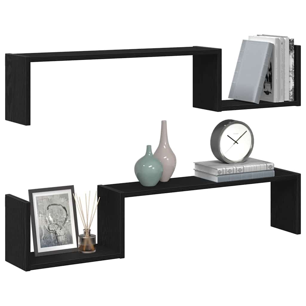 Wandregal 2 pcs Schwarze Eiche 100 x 15 x 20 cm Holzwerkstoff