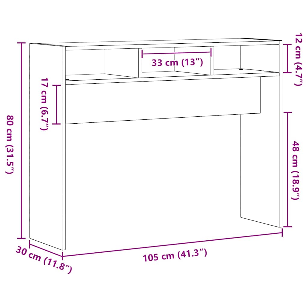 Konsolentisch Schwarze Eiche 105 x 30 x 80 cm Holzwerkstoff