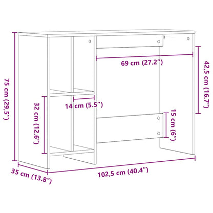 Schreibtisch Schwarze Eiche 102,5 x 35 x 75 cm Holzwerkstoff