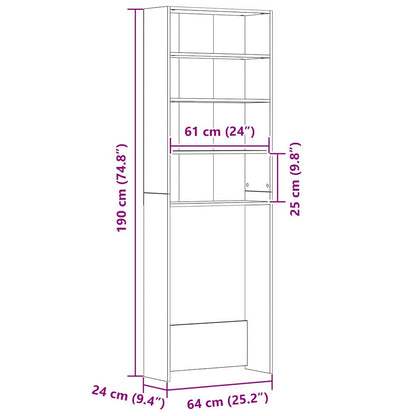 Waschmaschinenschrank Schwarze Eiche 64 x 24 x 190 cm