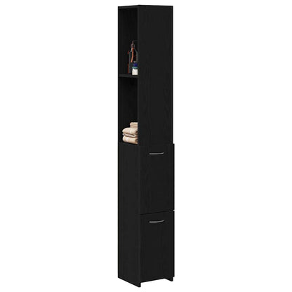 Badezimmerschrank Schwarze Eiche 25 x 25 x 170 cm Holzwerkstoff