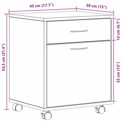 Rollschrank Schwarze Eiche 45 x 38 x 54 cm Holzwerkstoff