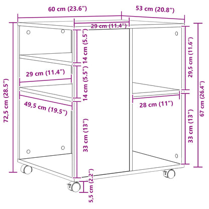 Aufbewahrungsschrank Schwarz Eichen-Optik 60 x 53 x 72,5 cm