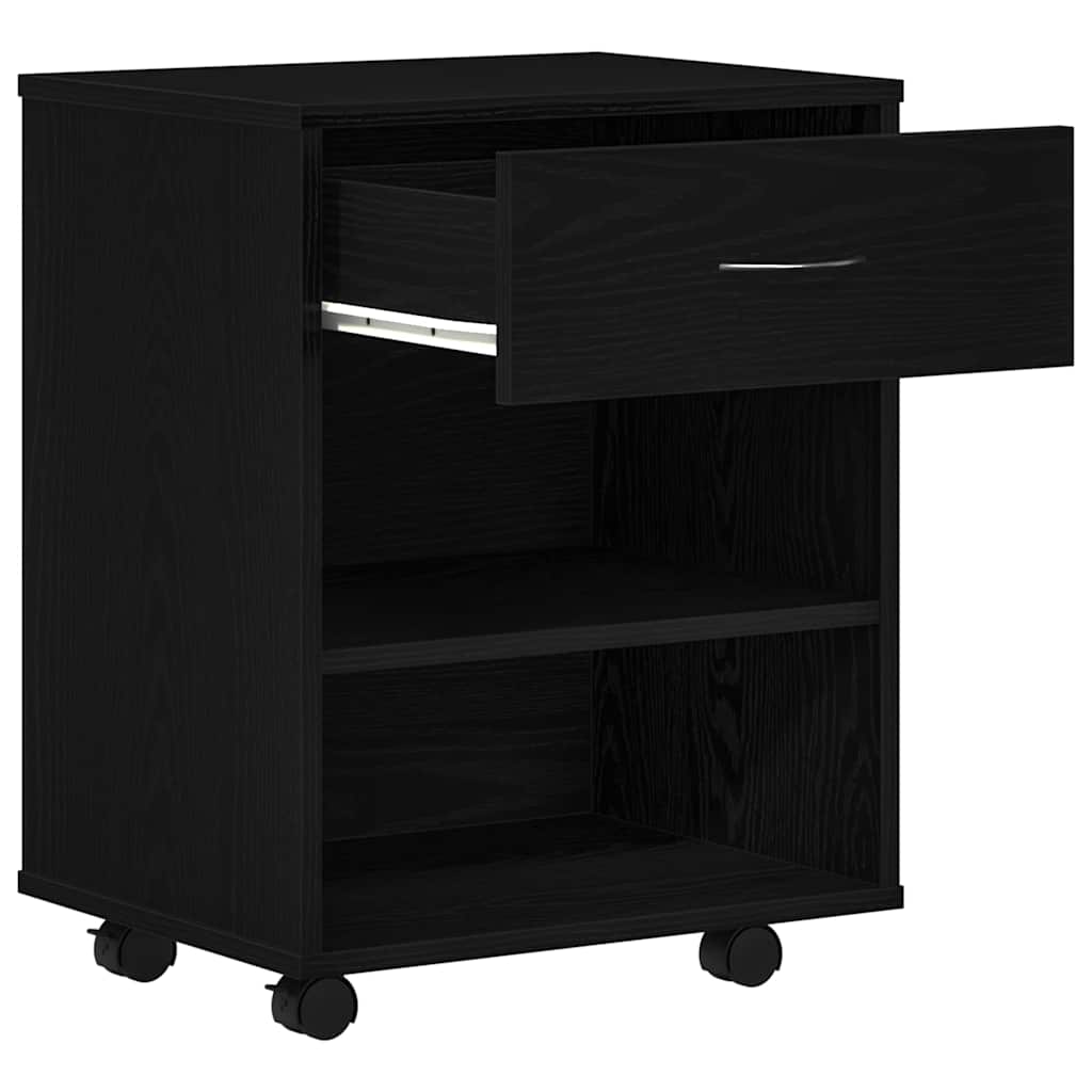 Aufbewahrungsschrank mit Rad Schwarze Eiche 46 x 36 x 59 cm