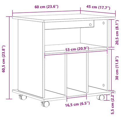 Rollschrank Schwarze Eiche 60 x 45 x 55 cm Holzwerkstoff