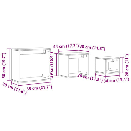 Nestingtisch 3 pcs Schwarze Eiche 55 x 30 x 50 cm Holzwerkstoff