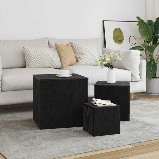 Nestingtisch 3 pcs Schwarze Eiche 45 x 45 x 45 cm Holzwerkstoff