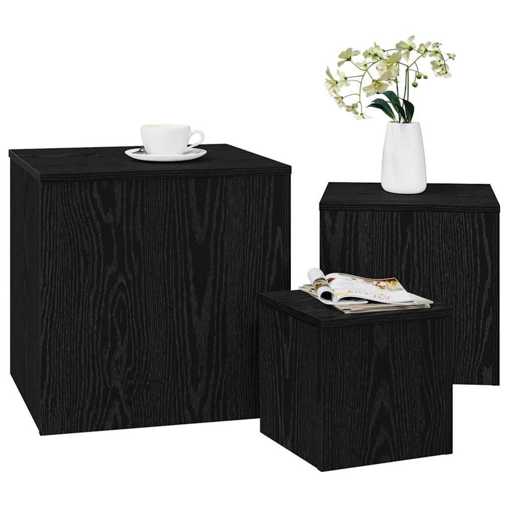 Nestingtisch 3 pcs Schwarze Eiche 45 x 45 x 45 cm Holzwerkstoff