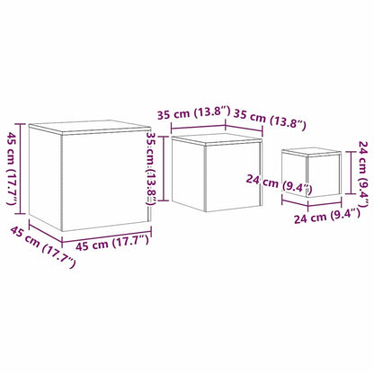 Nestingtisch 3 pcs Schwarze Eiche 45 x 45 x 45 cm Holzwerkstoff